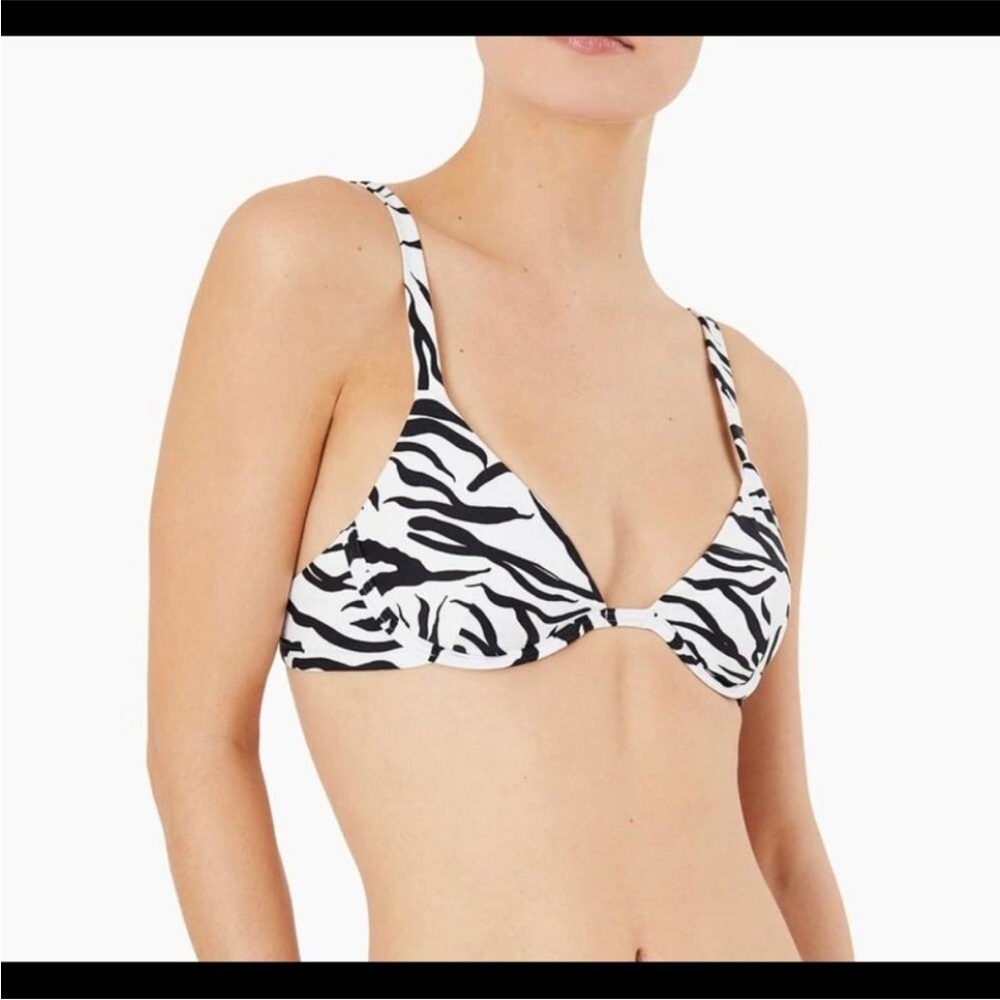 Onia Black and White Zebra Bikini Top